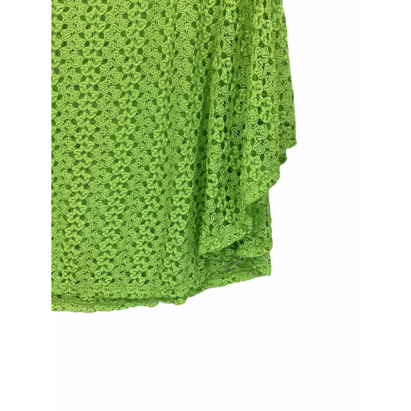 La Mode 22 Green Crochet Knit Poncho Blouse Large - Picture 3 of 6